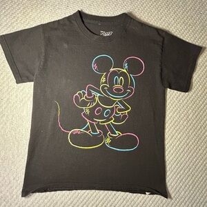 Disney Mickey Mouse Neon Outline Black Youth Graphic Tee